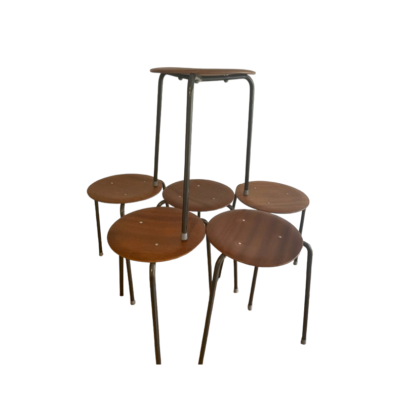 Vintage teak Dot stools, 1960s