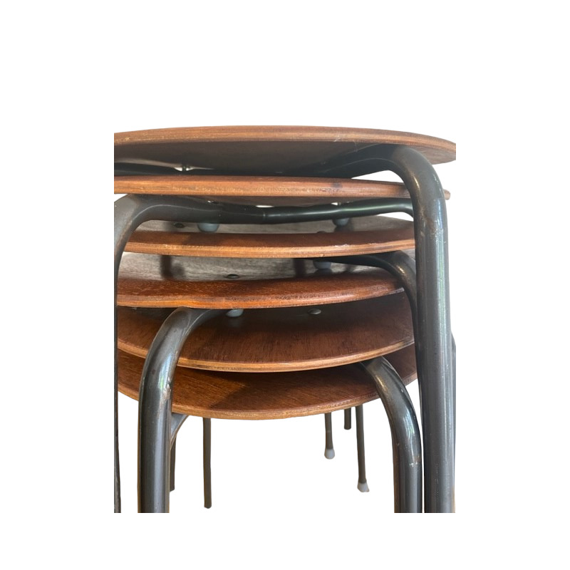 Vintage teak Dot stools, 1960s