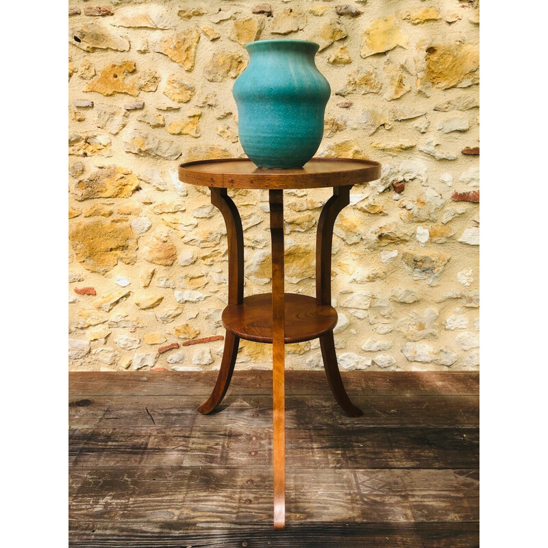 Vintage art deco walnut pedestal table, 1940-1950