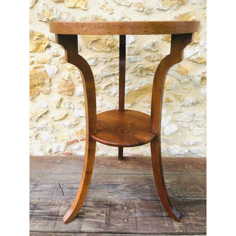 Vintage art deco walnut pedestal table, 1940-1950