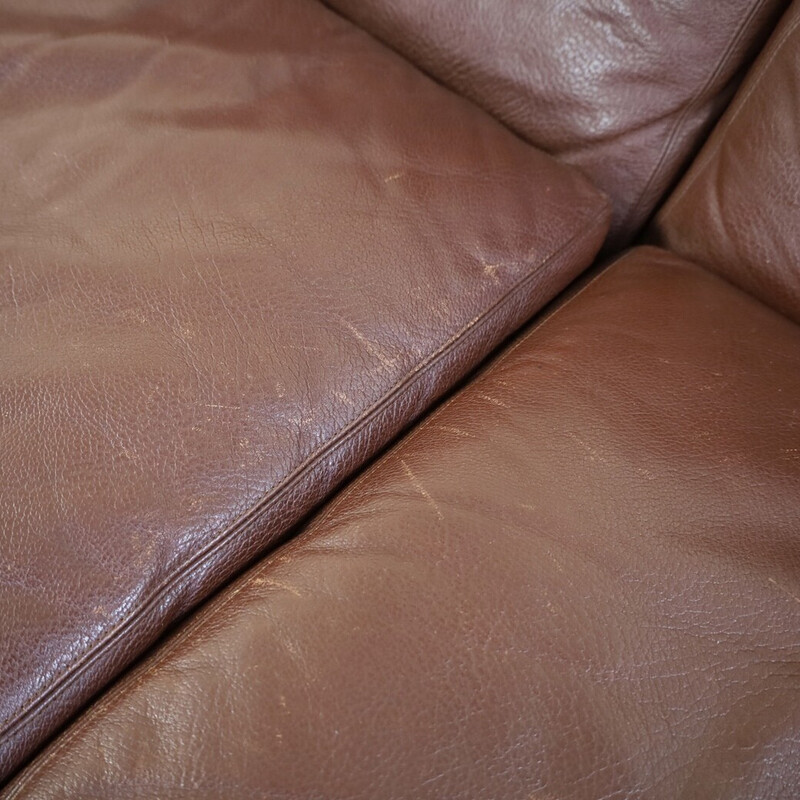 Danish vintage sofa in leather and rosewood by H. W. Klein for Bramin, 1970s