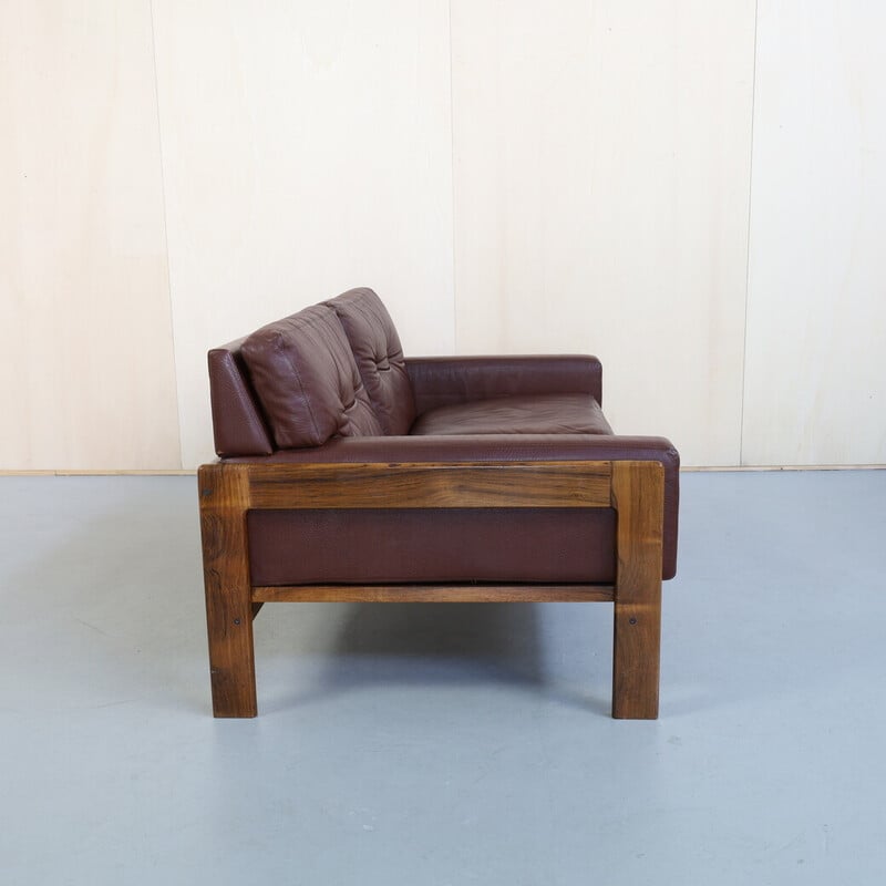 Dänisches Vintage-Sofa aus Leder und Palisanderholz von H. W. Klein für Bramin, 1970er Jahre