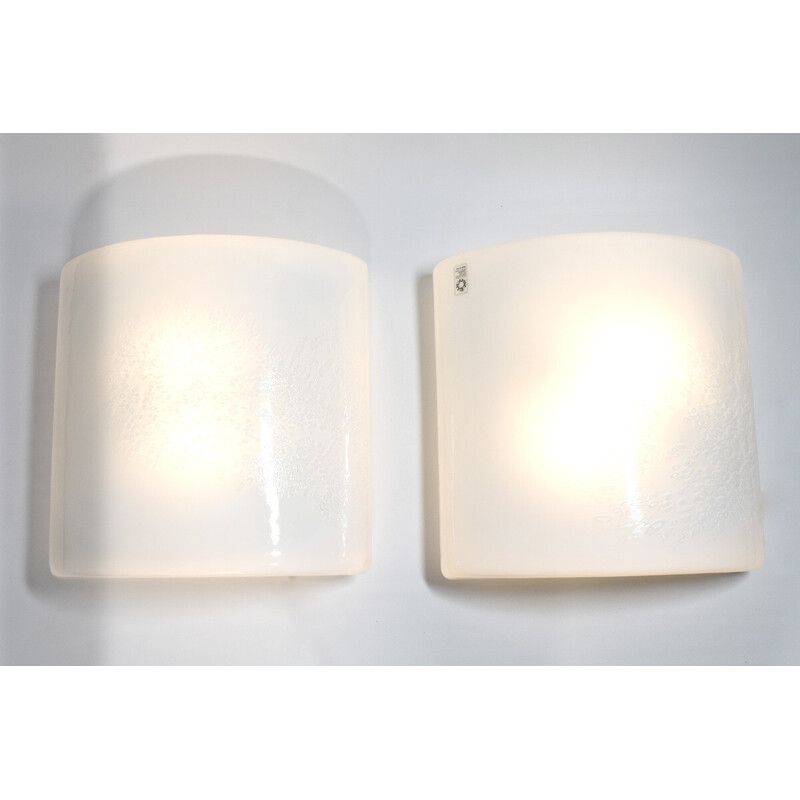Pair of vintage wall lamps in Murano glass model Idra by Renato Toso, 1970-1980