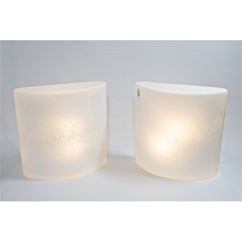 Pair of vintage wall lamps in Murano glass model Idra by Renato Toso, 1970-1980