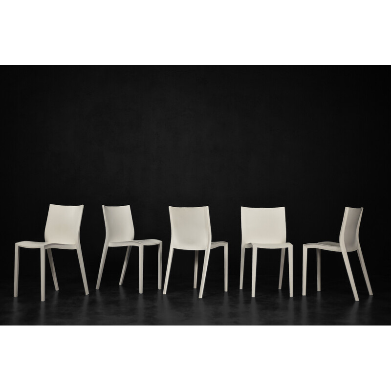 Ensemble de 5 chaises françaises vintage Slick Slick en plastique blanc par Philippe Starck pour Xo Design, 1999