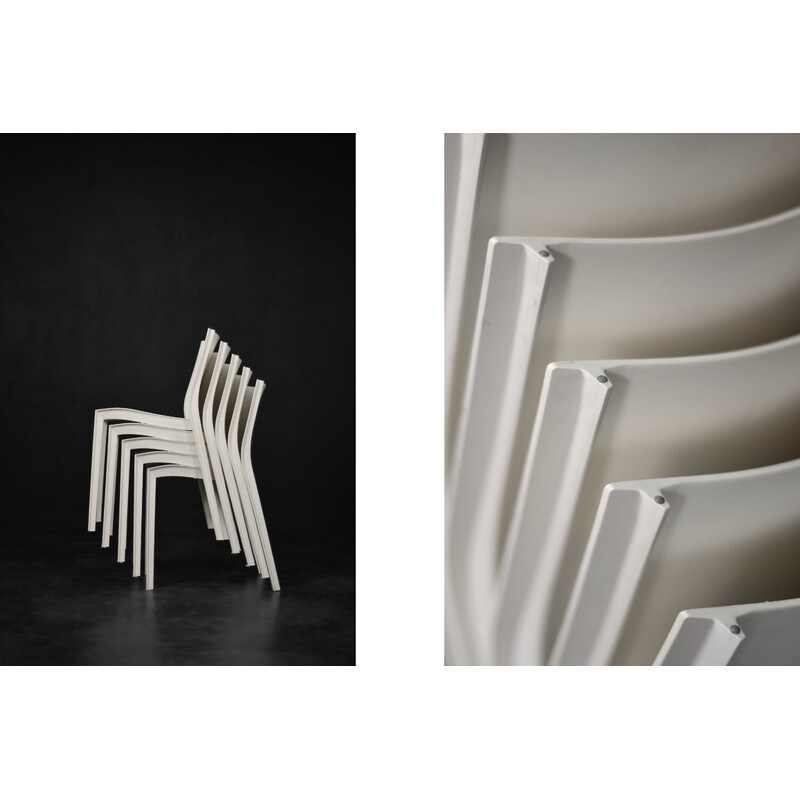 Set of 5 vintage French Slick Slick white plastic chairs by Philippe Starck for Xo Design, 1999