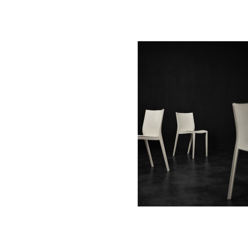 Conjunto de 5 cadeiras vintage francesas de plástico branco Slick Slick de Philippe Starck para a Xo Design, 1999