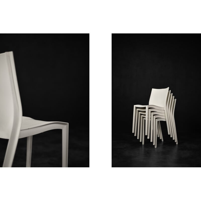 Ensemble de 5 chaises françaises vintage Slick Slick en plastique blanc par Philippe Starck pour Xo Design, 1999