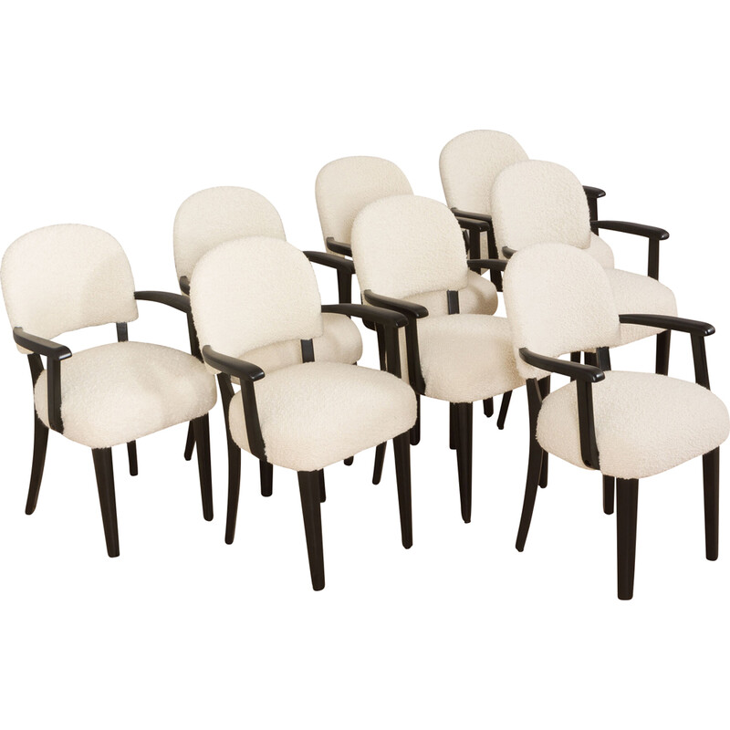 Conjunto de 8 cadeiras de jantar vintage da Thonet, França 1950