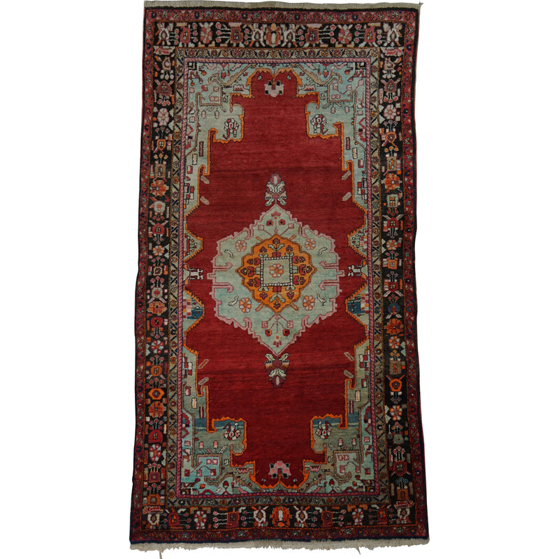 Vintage colorful hand-knotted Persian rug