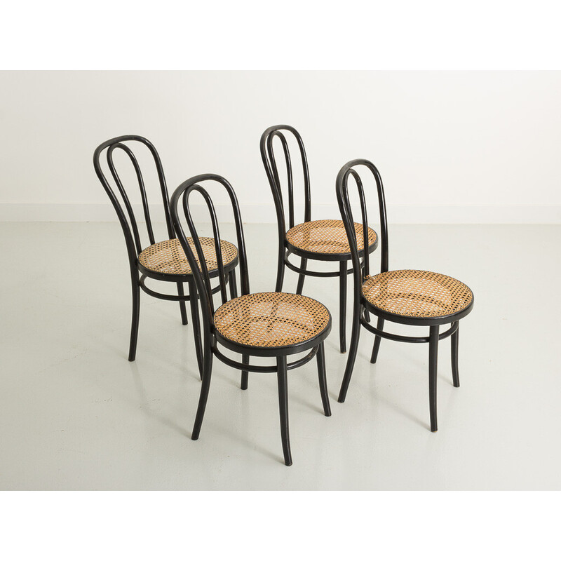 Satz von 4 Vintage-Stühlen aus gebogenem Holz