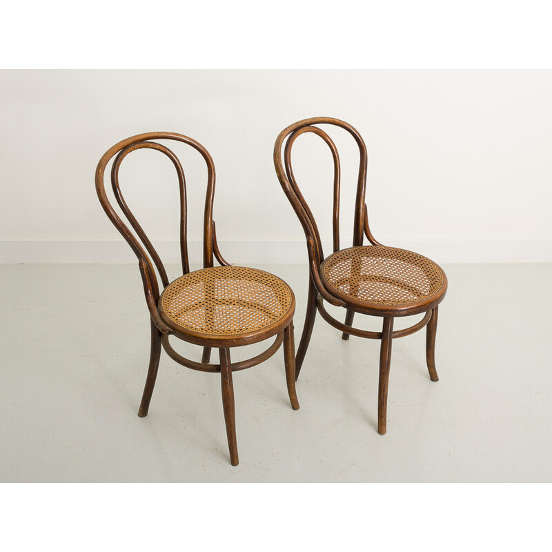 Paar vintage gebogen houten stoelen