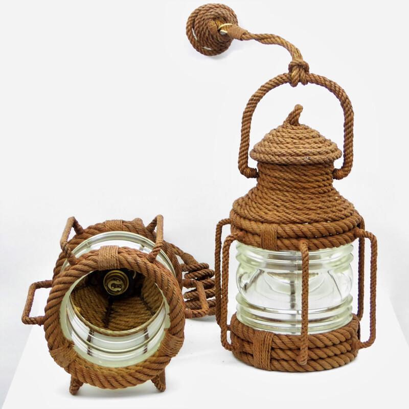 Paire de suspensions lanternes par Audoux & Minet - 1950
