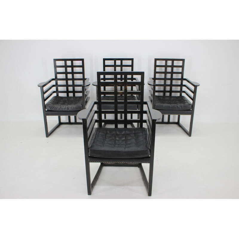 Set van 4 vintage Armloffel fauteuils van Josef Hoffmann voor Wittmann, Oostenrijk