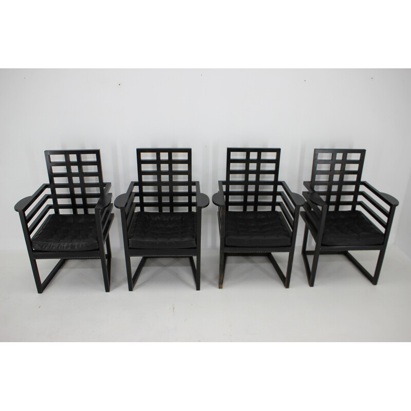 Set of 4 vintage Armloffel armchairs by Josef Hoffmann for Wittmann, Austria