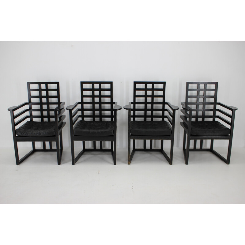 Set of 4 vintage Armloffel armchairs by Josef Hoffmann for Wittmann, Austria