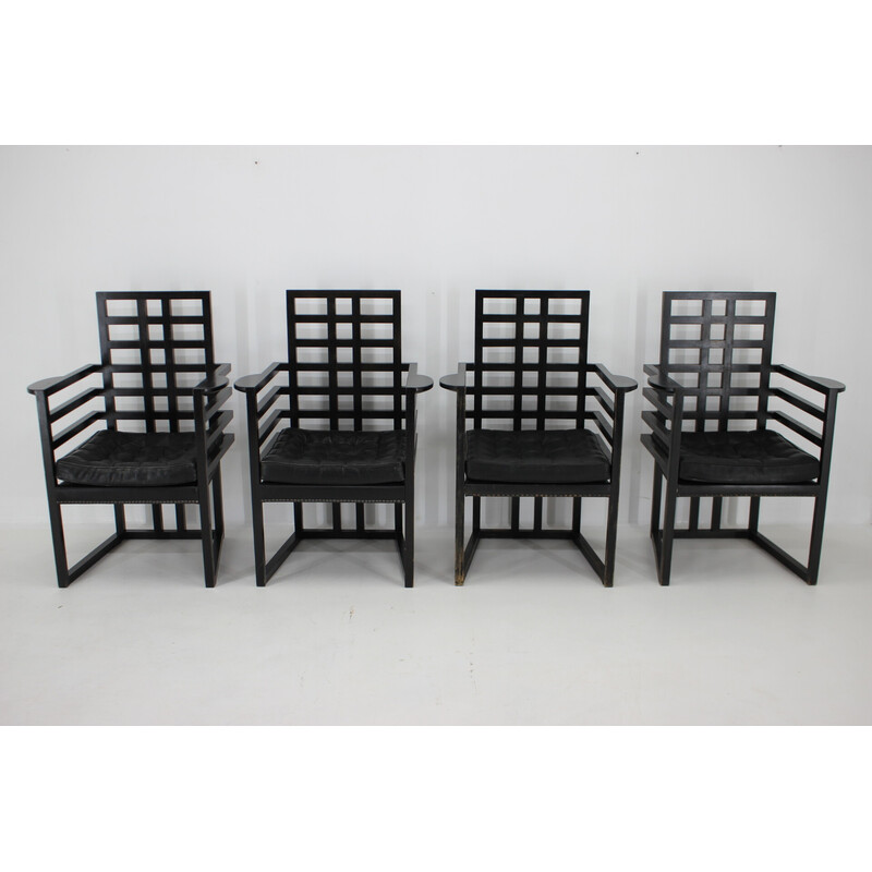 Set van 4 vintage Armloffel fauteuils van Josef Hoffmann voor Wittmann, Oostenrijk