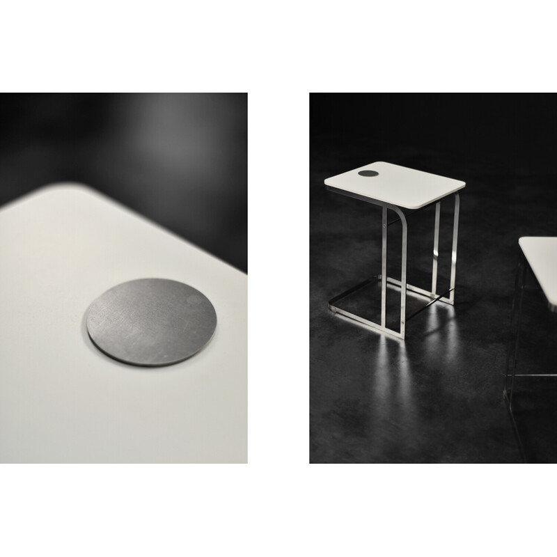 Pareja de mesas de centro blancas Carlotta de Antonio Citterio para Flexform, 1997