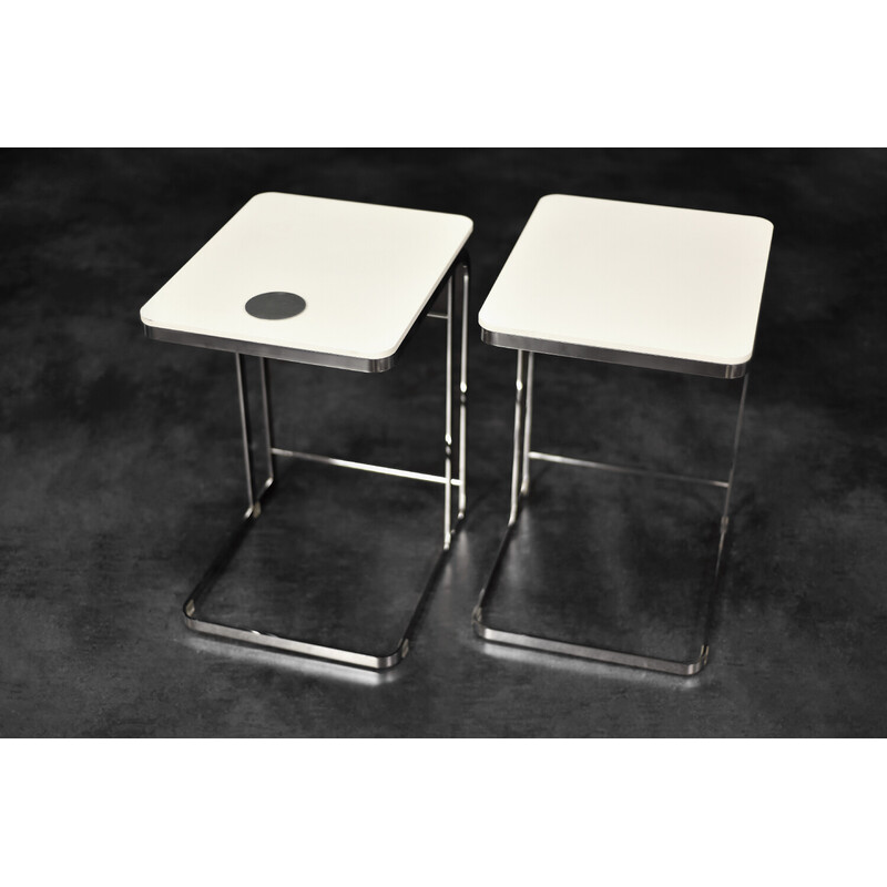 Paire de tables basses italiennes vintage blanches Carlotta par Antonio Citterio pour Flexform, 1997