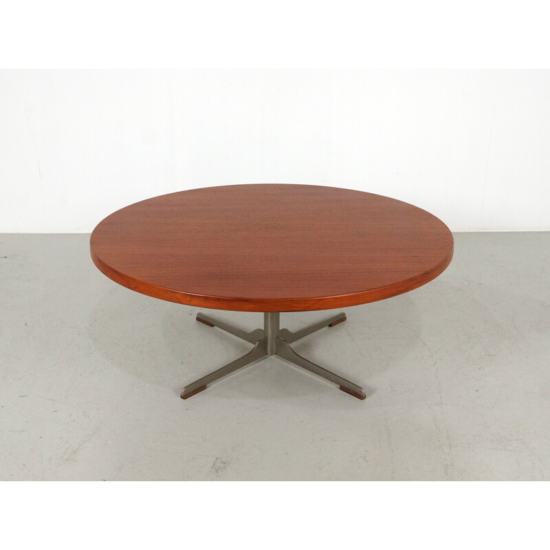 Vintage round teak coffee table - 1960s