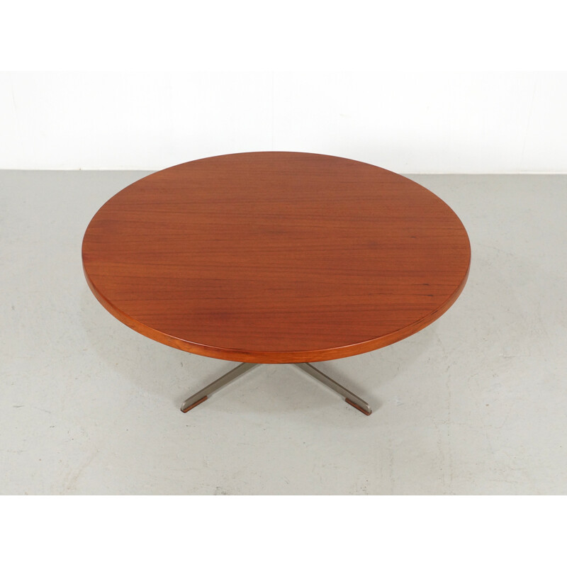 Vintage round teak coffee table - 1960s
