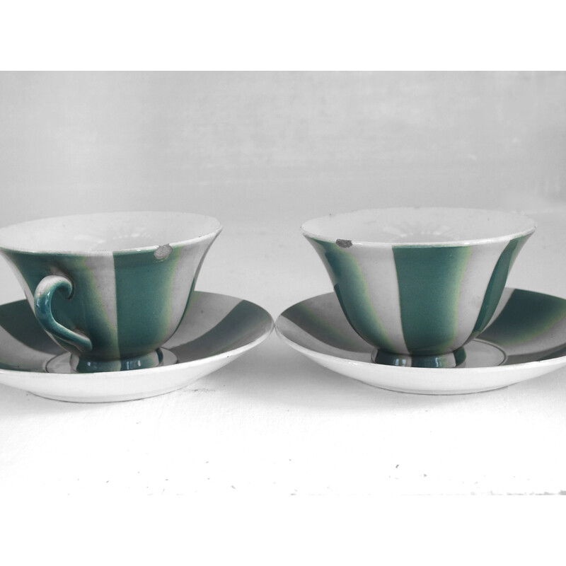 Set of 4 vintage cups with 4 plates by Andlovitz Guido for Lavenia