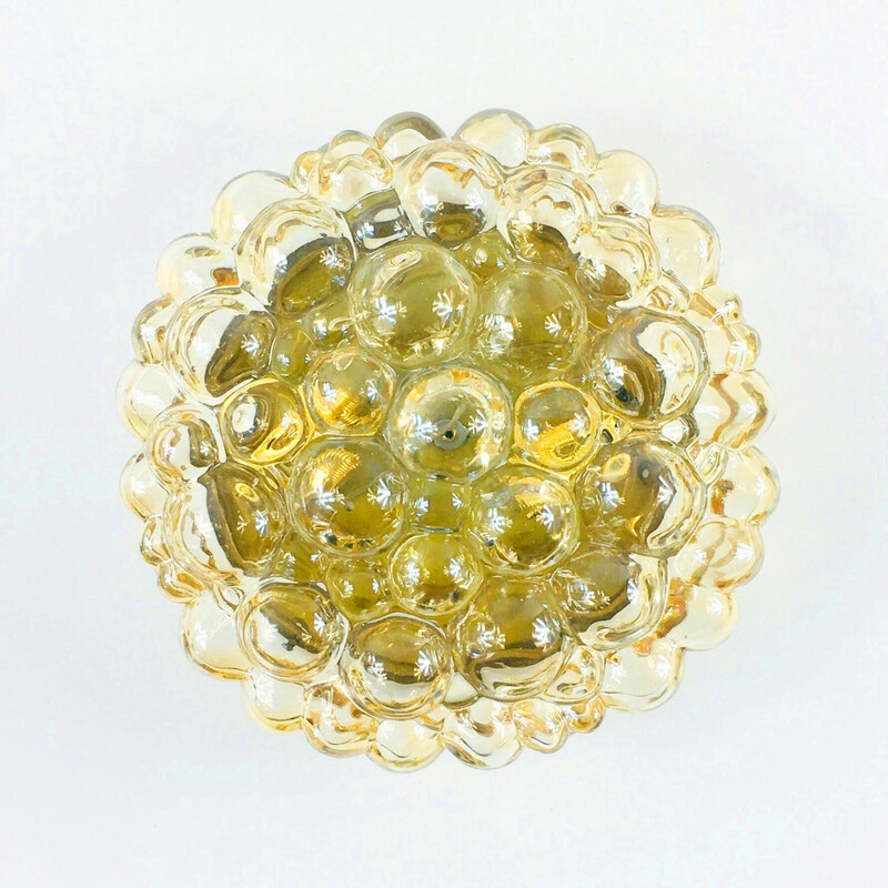 Vintage amber bubble glass ceiling lamp by Helena Tynell for Limburg, Germany 1970s