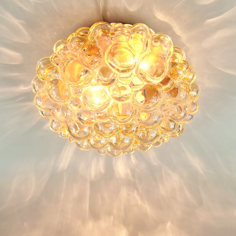 Vintage amber bubble glass ceiling lamp by Helena Tynell for Limburg, Germany 1970s