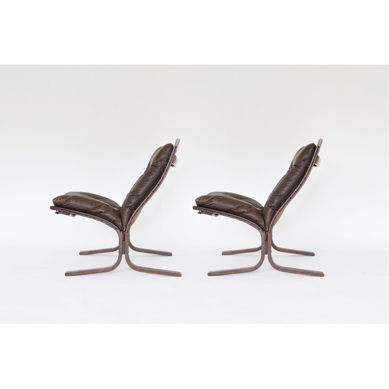 Paire de fauteuils vintage Siesta marron cacahuète par Ingmar Relling pour Westnofa, 1960