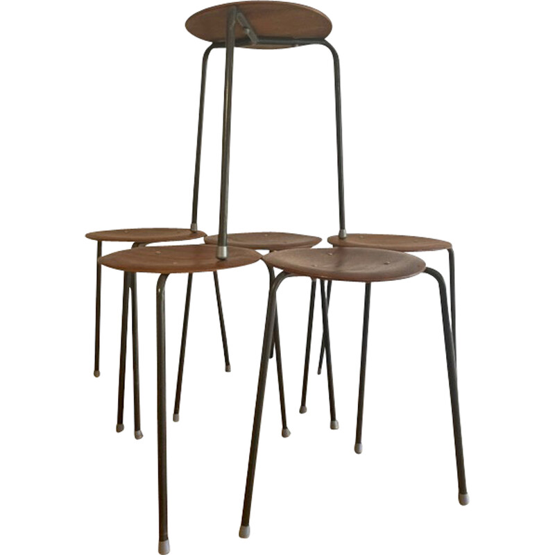 Vintage teak Dot stools, 1960s