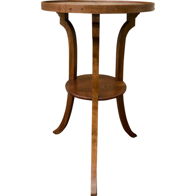 Tavolo con piedistallo in noce art déco vintage, 1940-1950