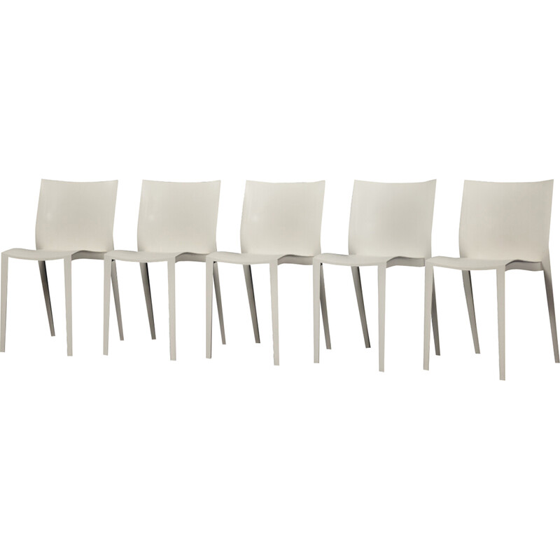 Set of 5 vintage French Slick Slick white plastic chairs by Philippe Starck for Xo Design, 1999