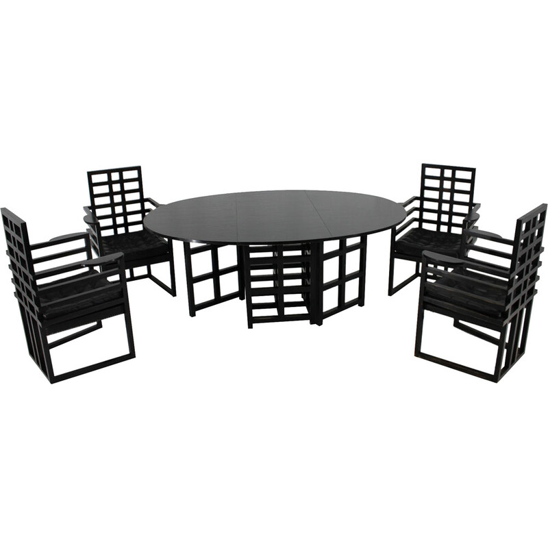 Juego de comedor vintage de Josef Hoffmann y Charles Rennie Mackintosh