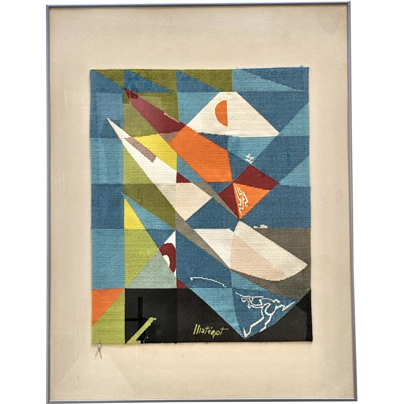 Vintage tapestry "Key Largo" in multicolored wool by Mathieu Matégot