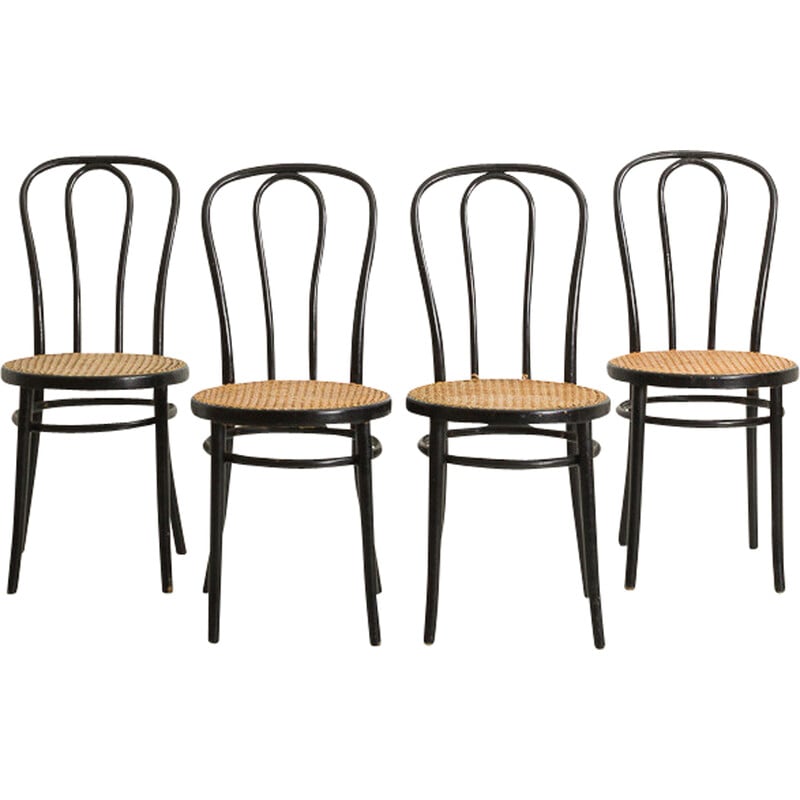 Lot de 4 chaises vintage en bois courbé