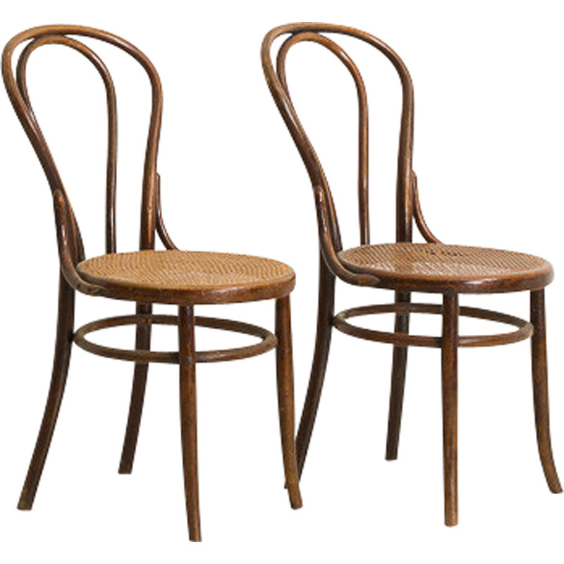 Paar vintage gebogen houten stoelen
