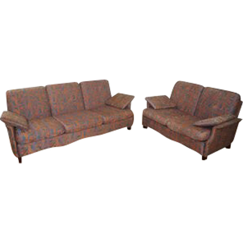 Pair of vintage walnut sofas, 1970s