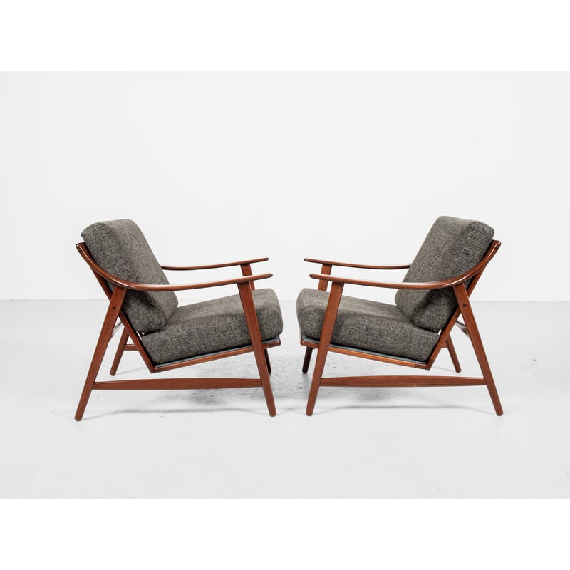 Pair of mid century Danish armchairs in teak by Arne Hovmand Olsen for Mogens Kold, 1960s