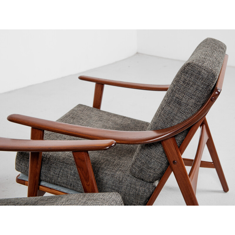 Pair of mid century Danish armchairs in teak by Arne Hovmand Olsen for Mogens Kold, 1960s