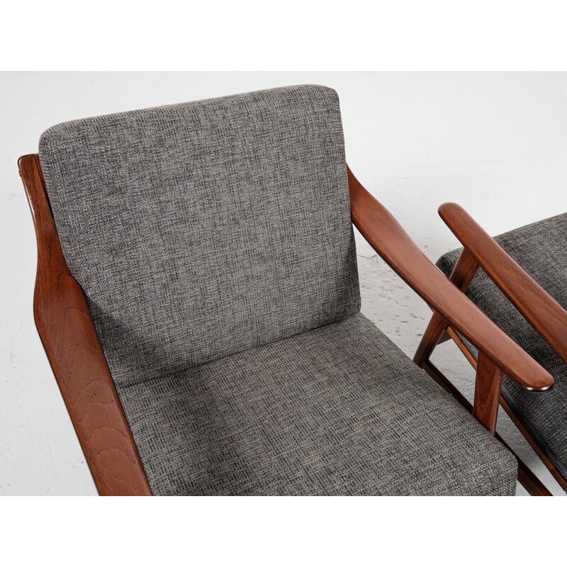 Pair of mid century Danish armchairs in teak by Arne Hovmand Olsen for Mogens Kold, 1960s