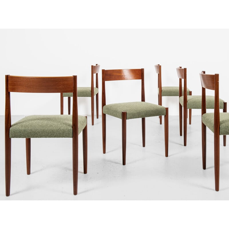 Set of 6 mid century Danish dining chairs in teak by Poul Volther for Frem Røjle, 1960s