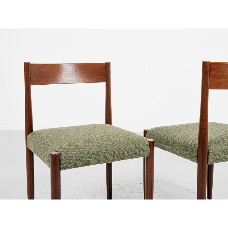 Set van 6 mid century Deense eetkamerstoelen in teak van Poul Volther voor Frem Røjle, 1960.