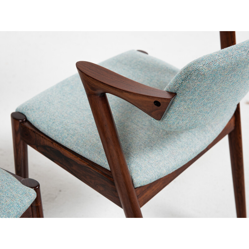 Set of 6 mid century Danish chairs model 42 in rosewood by Kai Kristiansen for Schou Andersen