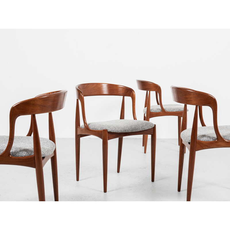 4 dänische Esszimmerstühle aus der Mitte des Jahrhunderts in Teakholz von Johannes Andersen für Uldum, 1960er Jahre
