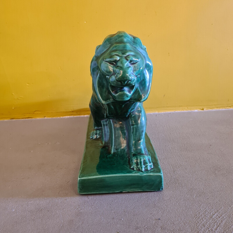 Französische Art-Déco-Statue eines Löwen von Le Jan Saint Etienne, 1920-1930er Jahre