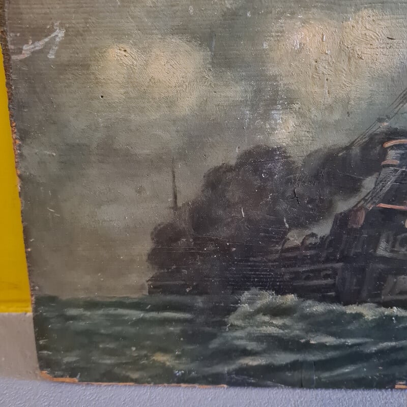 Frans vintage Ww1 schilderij door Amand, 1914