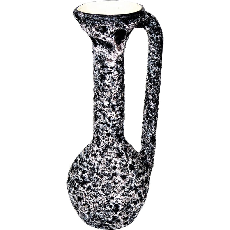 Grand vase par Annette ROUX en céramique noir et blanc édition Vallauris - 1950