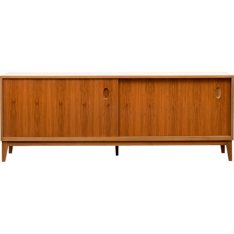 Narrow walnut sideboard with two sliding doors by Georg Satink for WK - 1960s