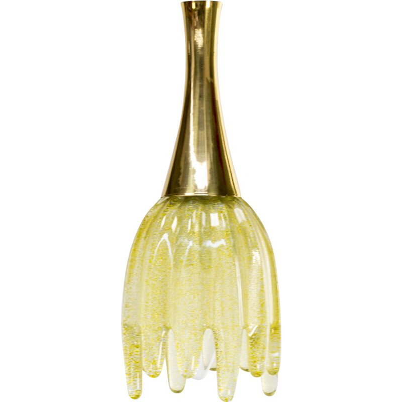 Brass and Murano glass hanging lamp - 1960s