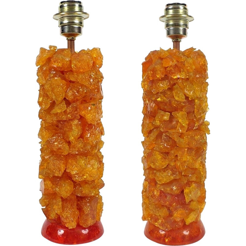 Pair of English resin table lamps - 1960s